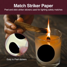 Dizzily 60 Pcs Adhesive Striker Paper, 1" Circle and 2" x .5" Rectangle Black Match Strip Stickers for Candles, Boot Match Holder, Jars, Fireplace