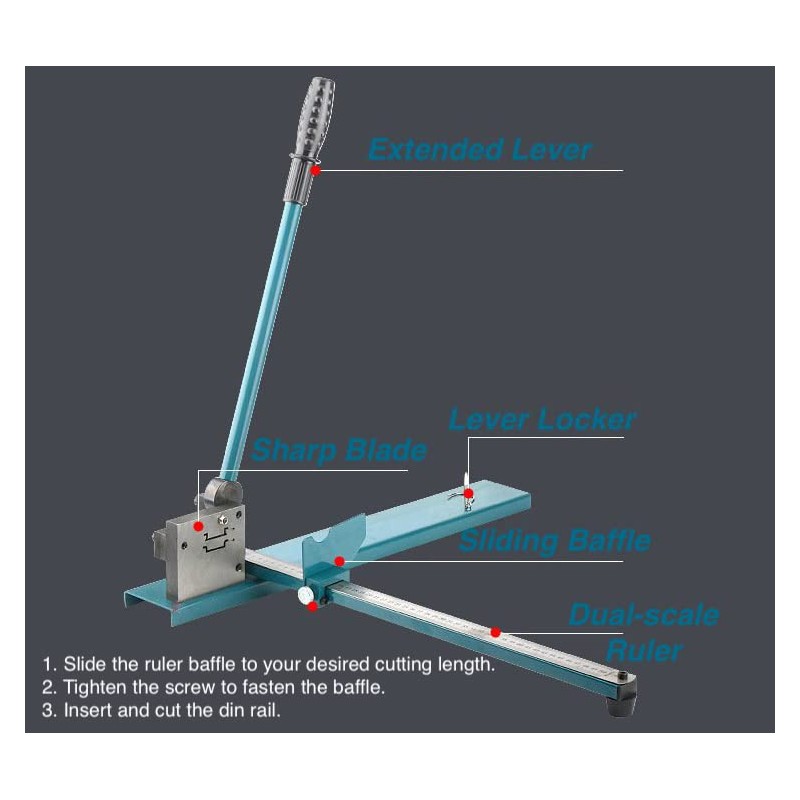 Manual Din Rail Cutter, Dual Groove Rail Cutting Tool with