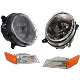 Evan Fischer Driver and Passenger Side Headlight Kit for Jeep Patriot 2007-2017 Halogen With bulb(s) W/Corner Light Replaces# 5303843AE 5303842AE 68004180AC 68004181AC