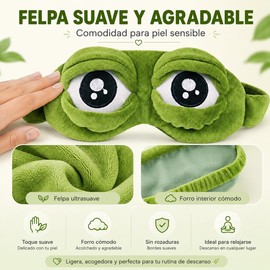 Antifaz para dormir en 3D con diseño de rana, máscara de ojos de peluche opaca con correa ajustable, suave y contorneada para hombre, mujer, niños, niñas, ideal para viaje, siesta y relajación (2pcs)