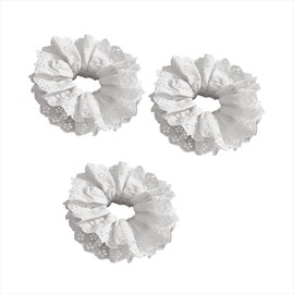 3 Pcs Hair Ties for Women - Hair Scrunchies Girls 1-Piece Set - White Lace Design - Premium Fabric Ponytail Holder Hair Tie Hair Accessories（White）