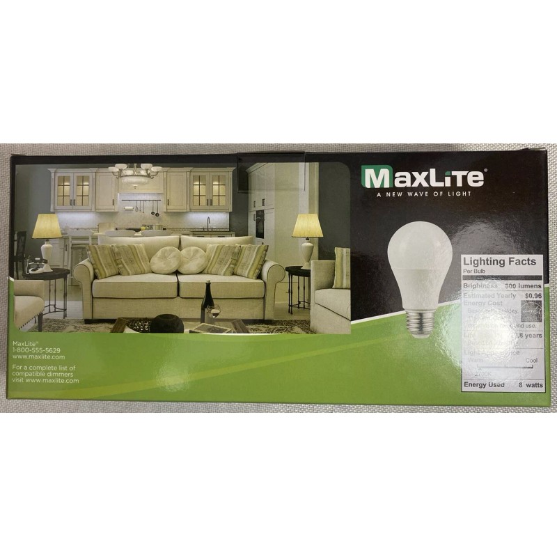 MaxLite 4-Pack Maxlite Dimmable LED 8W Soft White Light Bulb