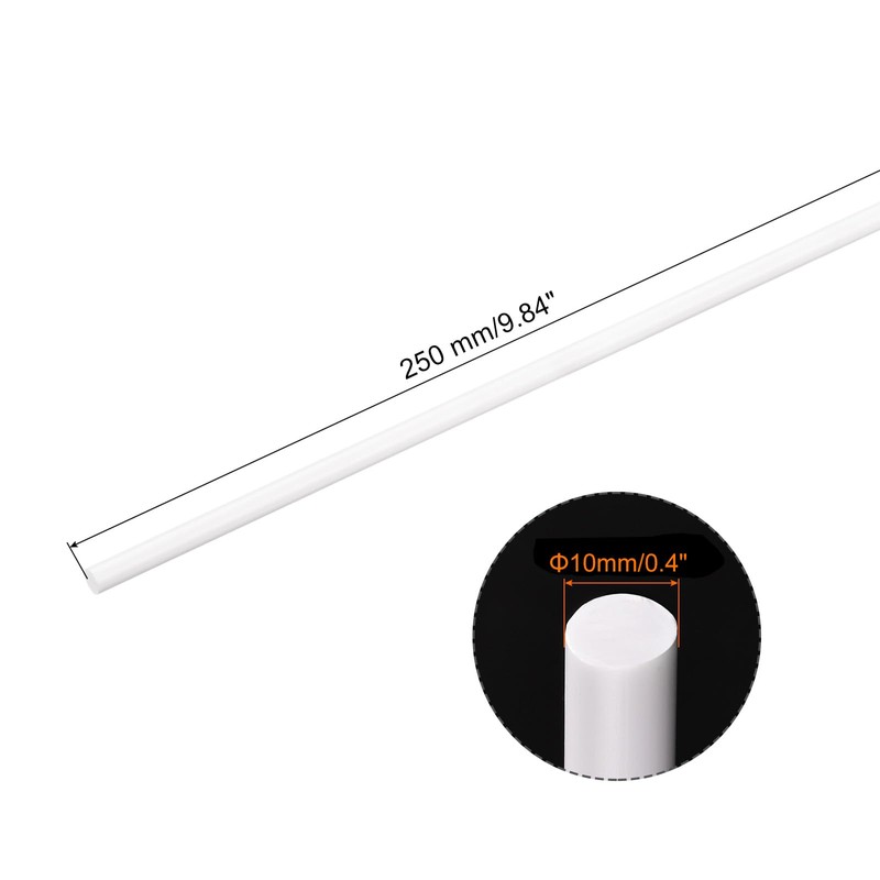 MECCANIXITY ABS Plastic Rod Round Solid Bar 10mm x 250mm