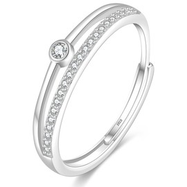 EXGOX Infinity Rings for Women 925 Sterling Silver Rings Adjustable Silver Rings for Women Eternity Cubic Zirconia Thumb Rings Engagement Promise Wedding Open Rings for Women Jewellery Gifts