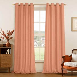 LAMIT Linen Curtains for Bedroom, 95 Inch Grommet Thermal Insulated Thick Curtains Privacy Fall Decor Panels for Living Room/Outdoor/French Door, Set of 2 Panels, W52 x L95, Terracotta