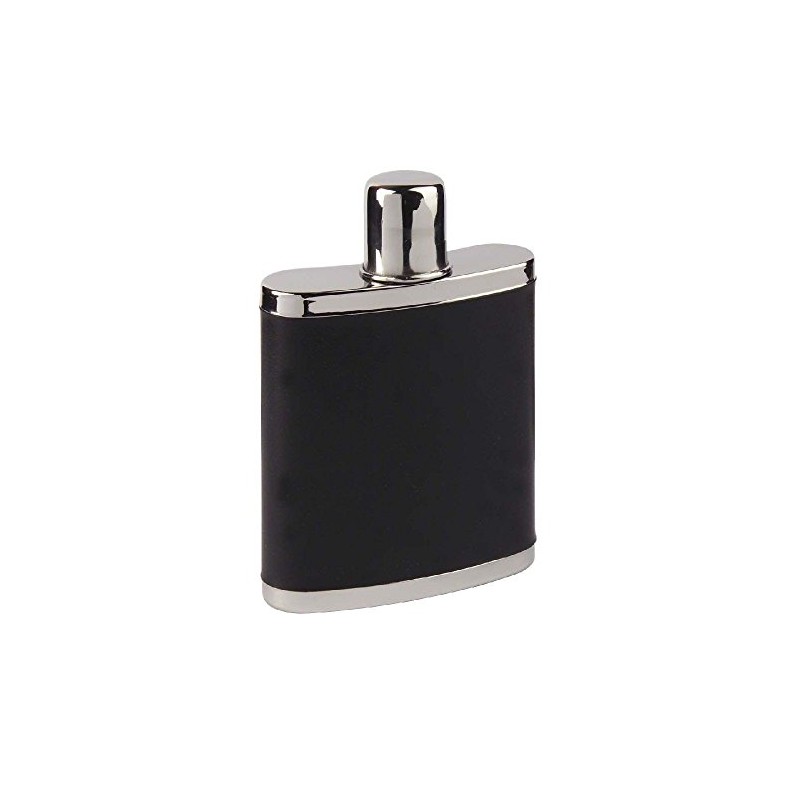 Haller Black Leather Hip Flask 200 CCM Stainless Steel Black