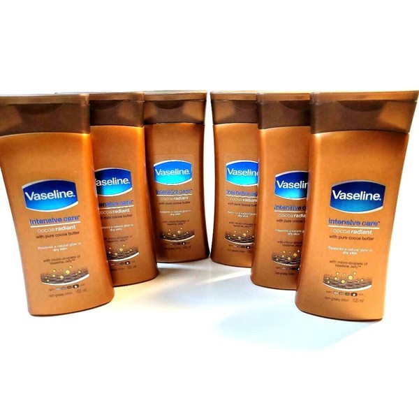 6 Pack- Vaseline Cocoa Radiant With Pure Cocoa Butter 100 ml