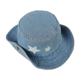 FakeFace Women Denim Cowboy Hat Wide Brim Cowgirl Bucket Hat Foldable Sun Protection Hunting Fishing Boonie Cap