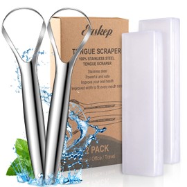 Easkep Tongue Scraper, Wide-head Tongue Cleaner with Nice Carrying Box, Easkep 100% Stainless Steel Tongue Scrapers Cleaners, for Men, Women, Adults, Kids