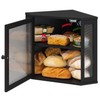 viewcare Corner Bread Box for Kitchen Counter, Bamboo Wood Black