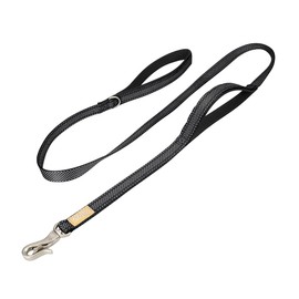PetPilala Dog Lead, Walking, Training, Training, 2 Handles, Night Reflection Prevention, Escape Prevention Hook, Soft Pad, Durable (Black, S/0.6 x 59.1 inches (1.5 x 150 cm)