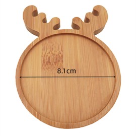 4PCS Bamboo Mosaic Coasters, Blank Base Trays for Crafts DIY Mosaic Supplies, Drinking Cup Coaster, Plant Coaster, Art Plate (Deer)