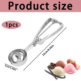 Ice Cream Scoop, Ice Cream Scoop with Trigger, Mashed Potato Scoops, Cookie Scoop for Baking, Stainless Steel Scoops for Food Perfect for Cookie Dough, Muffins, Melonball
