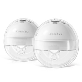 KISSBOBO Hands Free Breast Pump, Upgraded Wearable Double with 19 Levels 4 Modes of Strong Suction,Low Noise Pain Free,Electric Breast Pump Portable (White, 2 Pack)