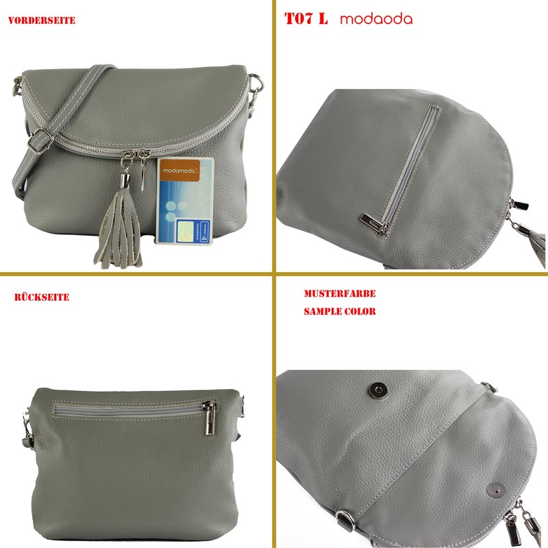 modamoda de - T07LEATHER - Small Italian Leather Shoulder Bag,