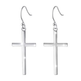 Cross Earrings Easter Gifts 925 Sterling Silver Earrings Religious Hypoallergenic Wire Fishhook Dangle Drop Earrings for Women Girls