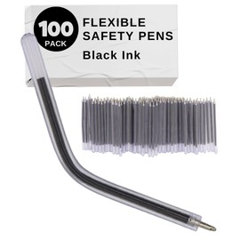 Diochey Creations Flexible Safety Pens 100 Pack of Pens For Mental Health, Mental Health Hospital, Jail, and Prison Super Bendable with Black Ink | 3.8 Inches Safe & Flexible for Hospitals (100 Pack)