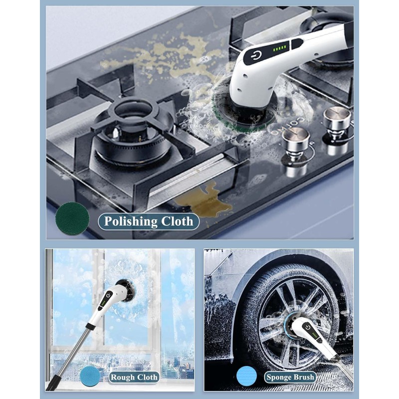 Electric Spin Scrubber for Cleaning Bathroom: Cordless Power Shower Scrubber