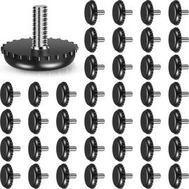 Dunzy 120 Pieces 1/4-20 Adjustable Furniture Levelers Galvanized Steel Screw in Threaded Leveling Feet Screw On Furniture Glide Leveling for Table Chair Cabinet Legs