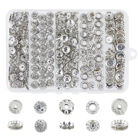 Kovict 260Pcs Rhinestone Beads for Jewelry Making, Shiny Crystal Clay Beads 10mm and 10mm Fancy Glitter Rondelle Spacer Sparkle 12mm for Bracelets Necklace Earring DIY Craftin