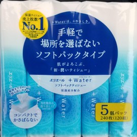 [Soft Pack Type] Made in Japan, Elleair Plus Water Moisturizing Formulation, 5 Pack, 240 Sheets (120 Pairs), White