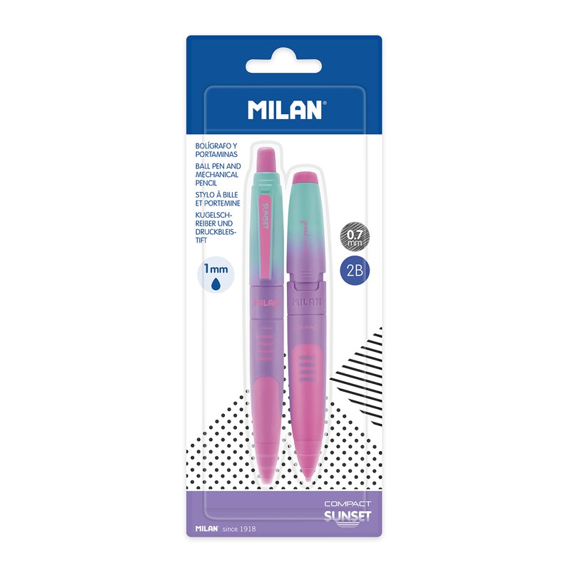 MILAN Blister pack 1 ballpoint pen + 1 mechanical pencil