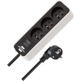 Brennenstuhl Ecolor Triple Junction Box with Switch and 3.00 m Cable in White/Black
