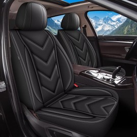 RAWAKORW Car Seat Covers Fit for Hyundai Elantra 2017-2024 2025: Full Set Seat Covers Leather Waterproof Cushion Protector Airbag Compatible (2 Row 5 Seat,Black)