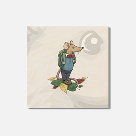 Unbranded Funny Mouse Schoolboy Animal 4'' X 4'' Square Wooden Coaster