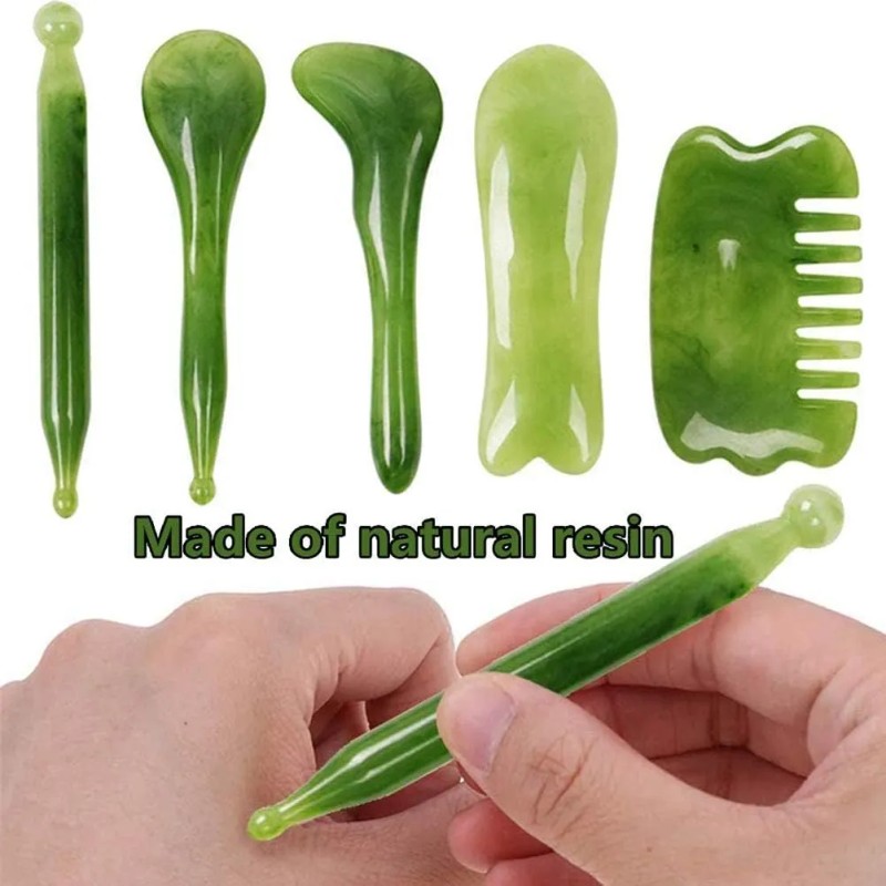 Rodillo Masaje Facial Gua Sha De Jade Antienvejecimiento Kit