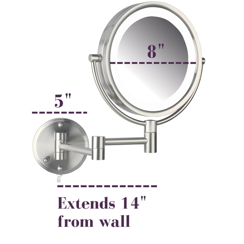 JERDON Wall-Mounted Vanity Mirror with Lights - Lighted Makeup Mirror