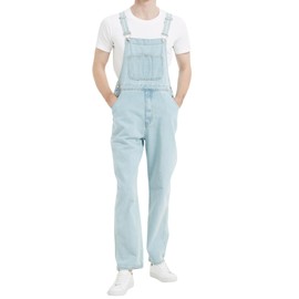 Bib Overalls for Men Denim, Relaxed Fit, Light Blue, CA0-S