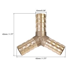 sourcing map Barb Hose Fitting 10mm OD Y Shape Pipe Connector Brass 2Pcs with 6Pcs 6-12mm Hose Clamps for Water Fuel Air