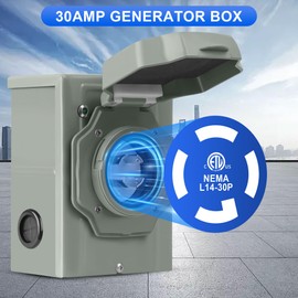 30 Amp Generator Inlet Box, NEMA L14-30P Pre-Drilled Power Inlet Box for 4 Prong Generator Cord, 125/250V, 7500Watts Inlet Box with LED Power Indicator for Weatherproof Outdoor Use,ETL Listed