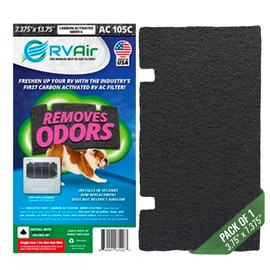 RV Air Carbon Filter – Activated Charcoal Air Filter, MERV 6 Rated, For Odor Absorption, Includes 1 Pre-Cut Filter for Recreational Vehicle Air Conditioners, Model 105C 13.5" x 7.375" x 0.75"
