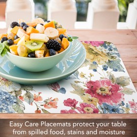 CounterArt Summer Garden 4 Pack Reversible Easy Care Flexible Plastic Placemats Made in The USA BPA Free PVC Free Easily Wipes Clean Multicolor