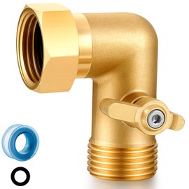 YELUN Garden Hose Elbow with Shut Off Valve 90 Degree Brass Connector 3/4" GHT Garden Hose On RV Adapter Large-diameter flow Elbow (90 Degree 1PCS)