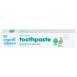 Green People Organic Children Spearmint & Aloe Vera Toothpaste 50ml | 100% Natural Toothpaste for Babies & Kids | Safe if Swallowed | Fluoride free & SLS free | Mint Toothpaste for Kids