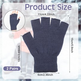 SATINIOR 2 Pairs Fingerless Wrist Gloves Half Gloves Fingerless Mittens for Adults and Children (Dark Grey), darkgray
