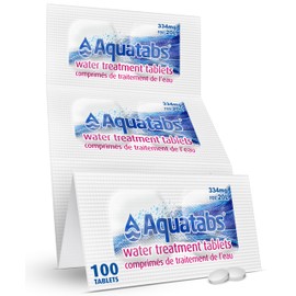 Aquatabs 334mg for 20L Water Treatment Tablets - 100ct Value Pack, for Emergency and Disaster Readiness – Iodine & Chlorite-Free, NSF/ANSI/CAN 60, 5-Year Shelf Life