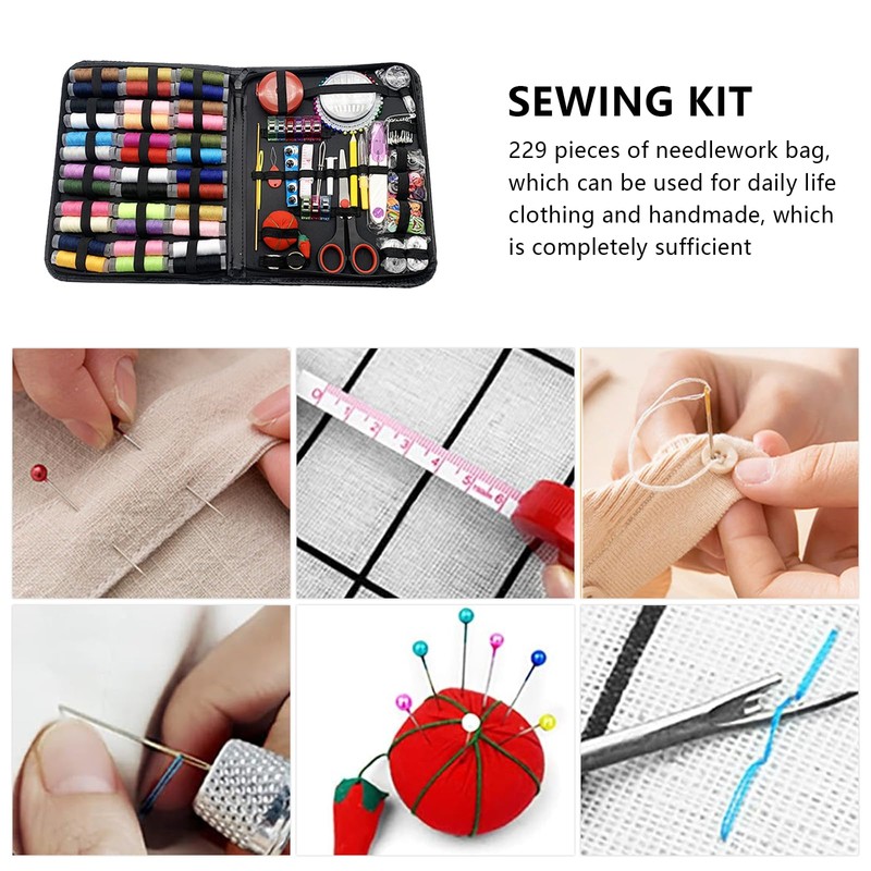 Sewing Kit Basic Equipment with 229 Sewing Accessories, Includes Dressmaking