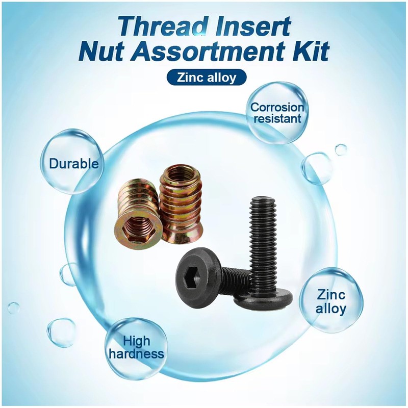 YELINTIAN 50 Pieces M6 x 15mm Threaded Inserts Nuts Zinc