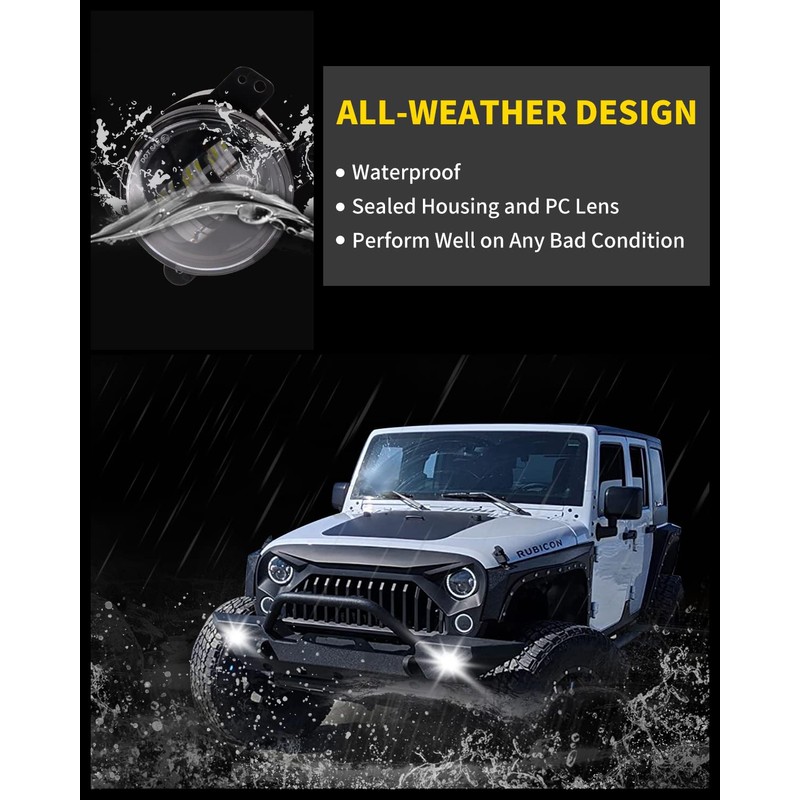 AUXLIGHT White 4 Inch LED Fog Lamps Replacements Compatible with