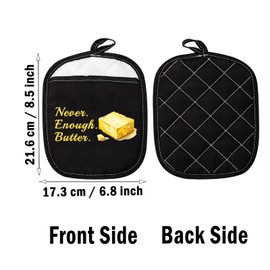 Salted Butter Pot Holder Never Enough Butter Pot Holder Butter Cooking Oven Mitt Butter Lover Gift (Enough Butter Black)