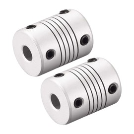 sourcing map 6.35 mm to 8 mm Aluminium Alloy Rod Flexible Coupling Motor Plug Connection L25 x D19 Silver Pack of 2