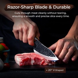 Meat Cleaver Butcher Knife Set of 17Pcs, Hand Forged Kitchen Knives Set, High Carbon Steel Chef Knife Set with bag & 6 Accessories, Boning Knives for Meat Cutting, Outdoor Cooking BBQ Camping Gift