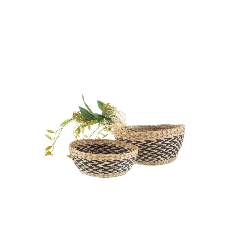 Sass & Belle Black Chevron Seagrass Decorative Bowls - Set