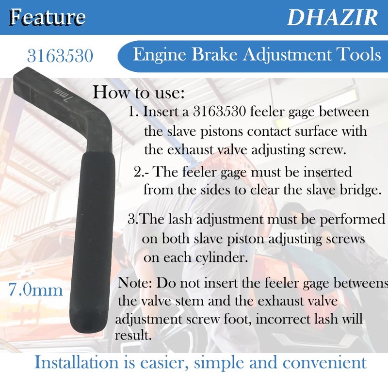 DHAZIR 3PCS Engine Brake Adjustment Tool Kit 4.6MM 4.1MM 7.0MMM