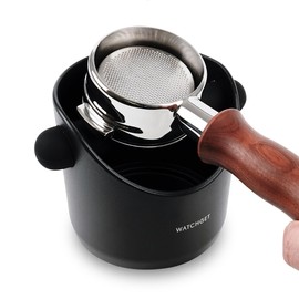 Espresso Knock Box,watchget Coffee Knock Box with Durable Knock Bar Space-Saving Coffee Ground Bin Non-Slip Base, Small Espresso Dump Bin