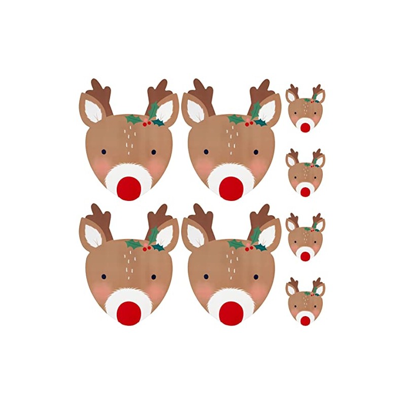 8 Piece Reindeer Shaped Coasters and Placemats Festive Christmas Tableware